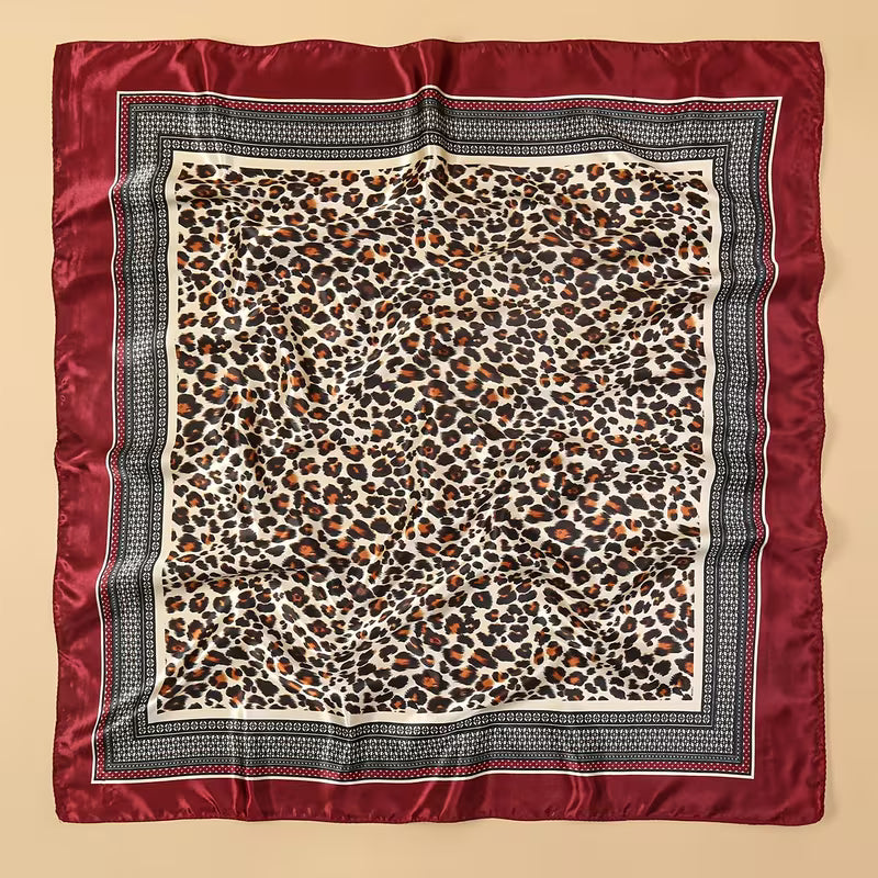Leopard Print Satin Scarf