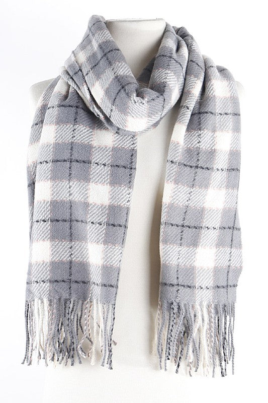 Plaid Fringe Scarf