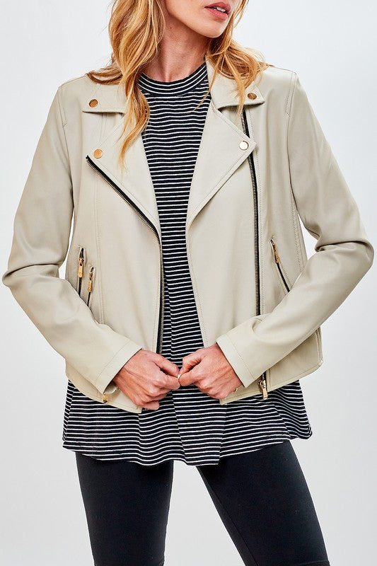 Faux Leather Moto Jacket