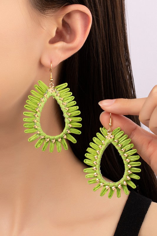Raffia Tear Drop Earrings