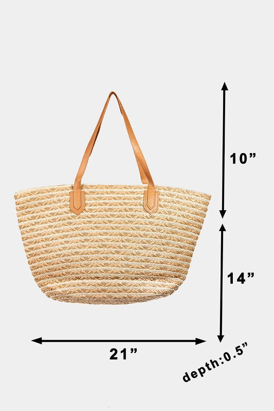 Braided Straw Tote Bag