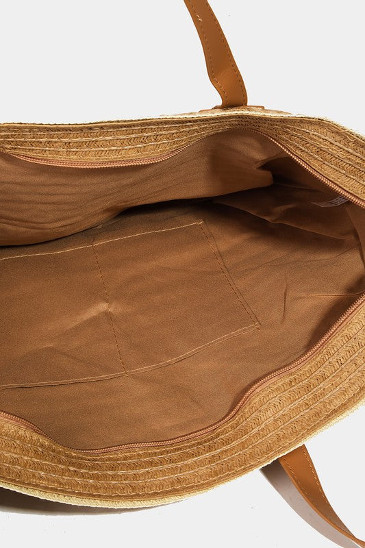 Braided Straw Tote Bag