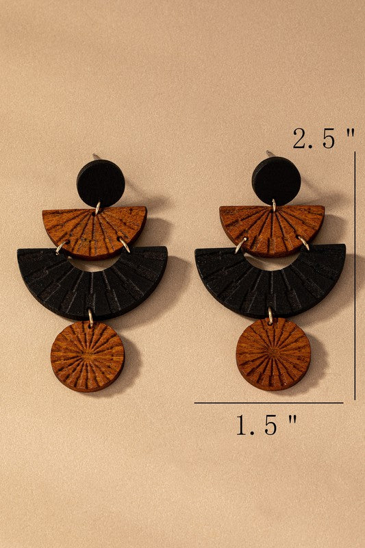 Engraved Wood Earrings