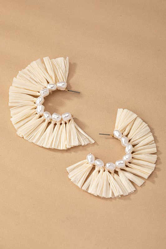 Raffia Pearl Earrings