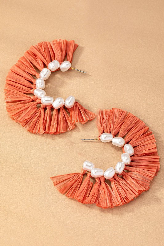 Raffia Pearl Earrings