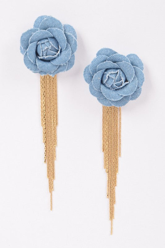 Denim Fringe Earrings