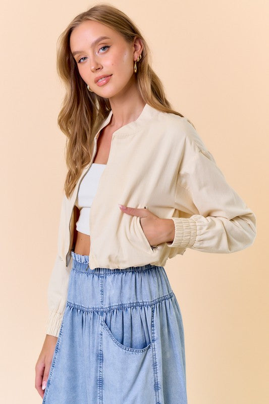 Bubble Hem Bomber Jacket