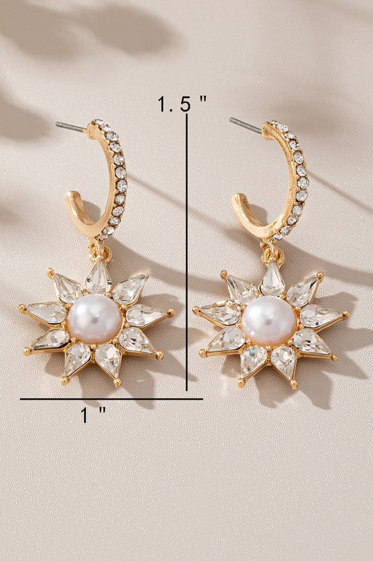 Rhinestone Flower Drop Earrings