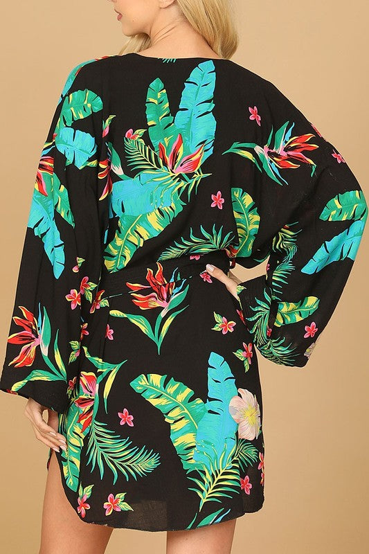 Tropical Kimono Coverup Dress