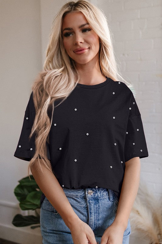 Oversized Pearl Beaded T-shirt