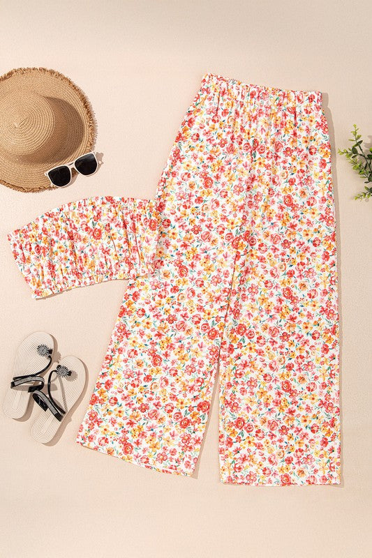 Floral Bandeau Pants Set