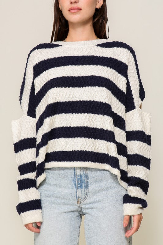 Striped Cutout Sweater