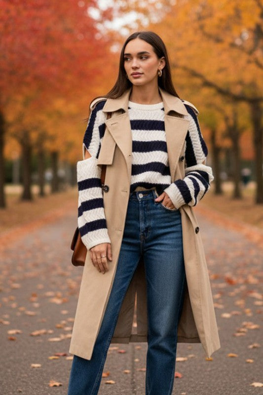 Striped Cutout Sweater