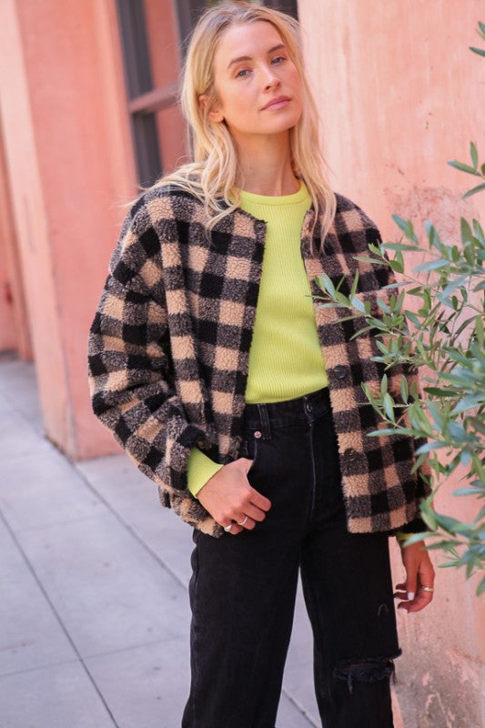 Plaid Sherpa Jacket