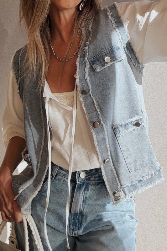 Frayed Edge Denim Vest