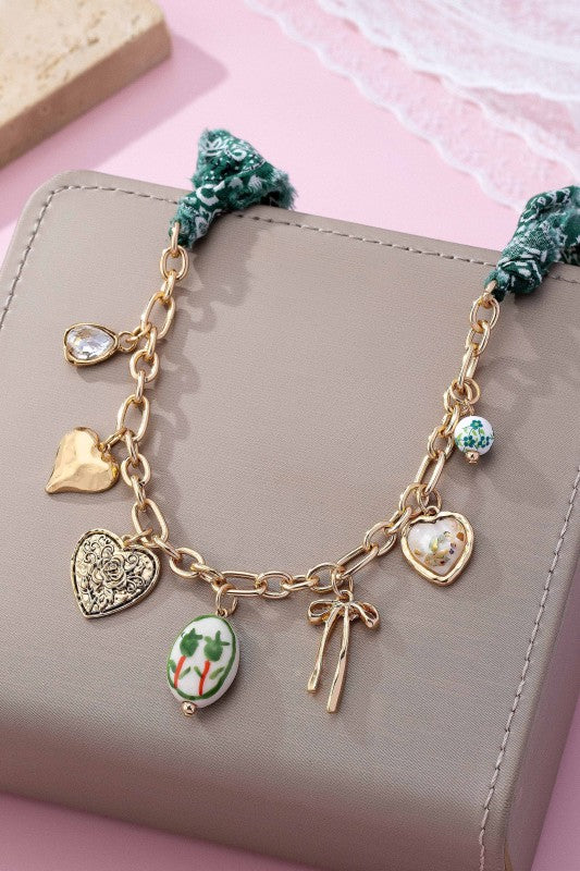 Porcelain Charm Bandana Necklace
