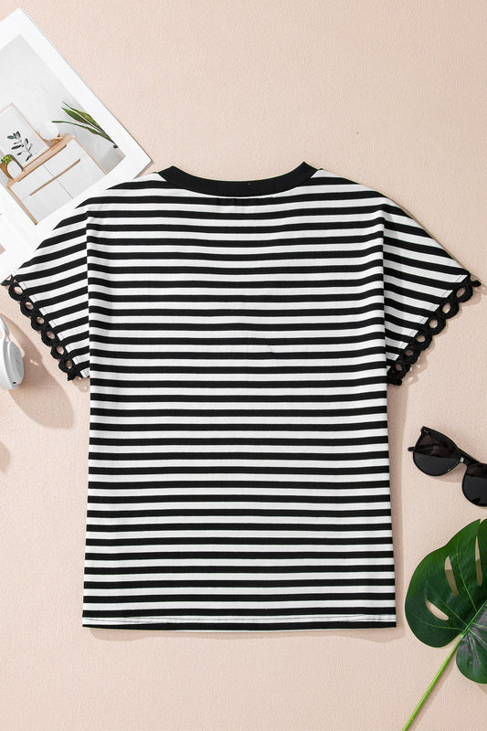 Scallop Edge Striped Tee Size XL