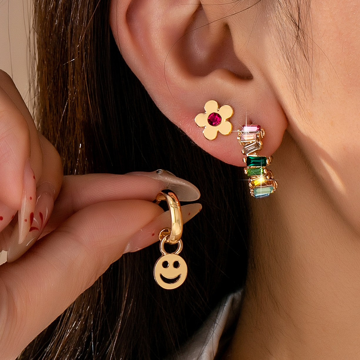 Smiley Face Earring Set