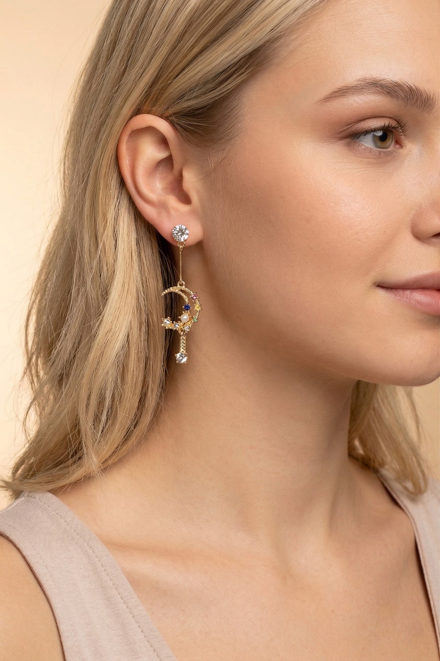 Star & Moon Drop Earrings