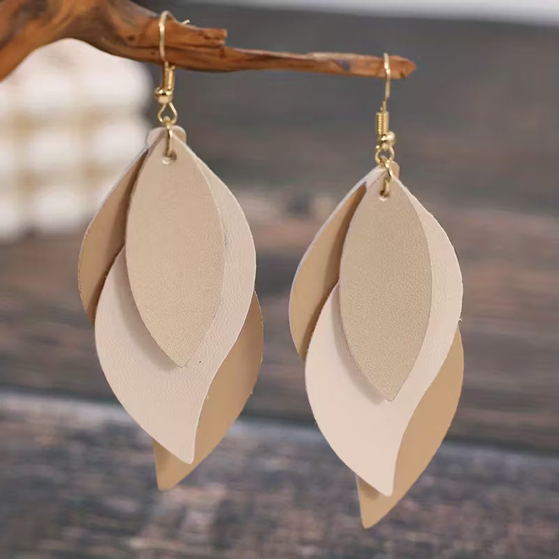 Faux Leather Leaf Earring