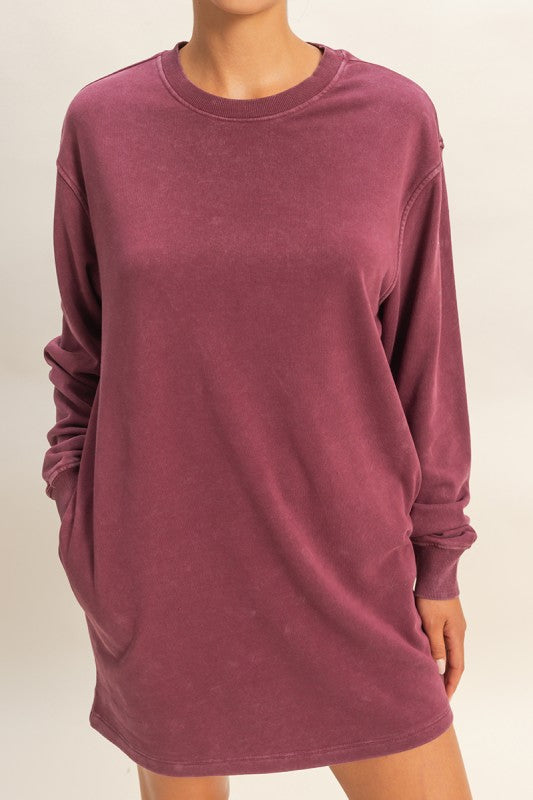 Mineral Wash Sweatshirt Dress