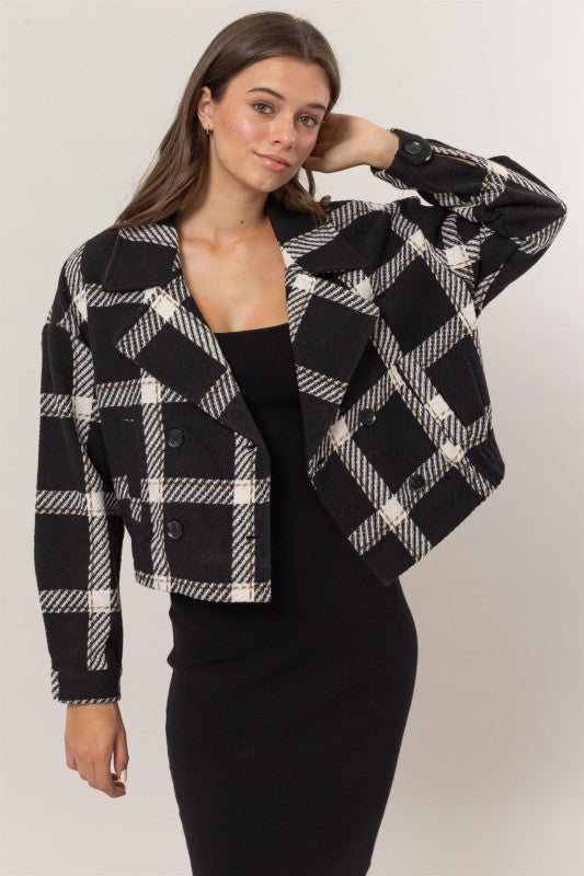 Plaid Double Breasted Jacket