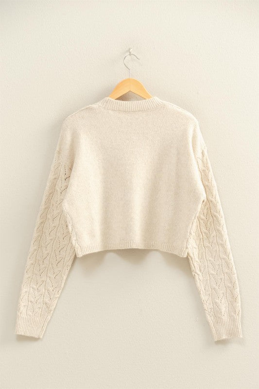 Cropped Cable Knit Sweater
