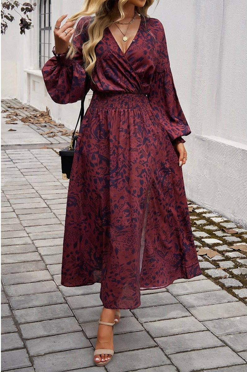 Banded Waist Floral Dress