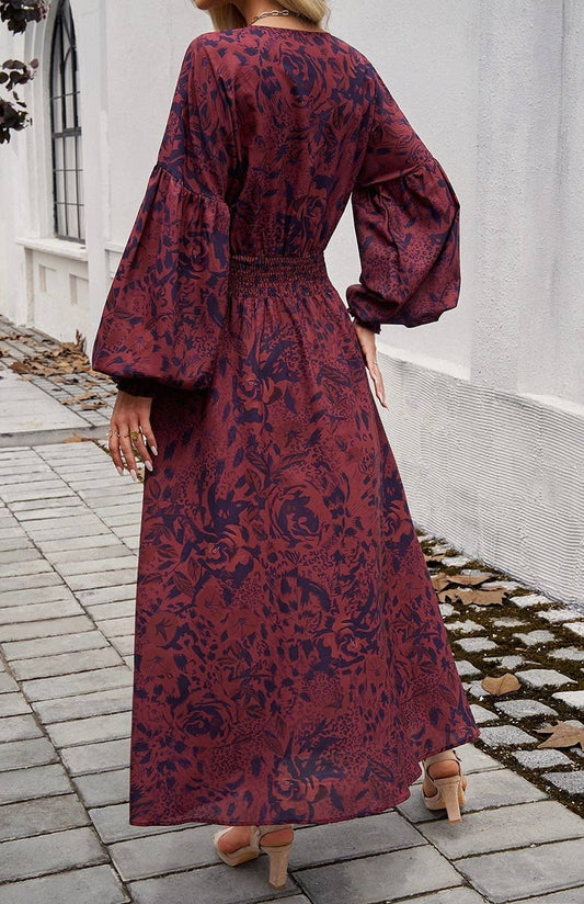 Banded Waist Floral Dress