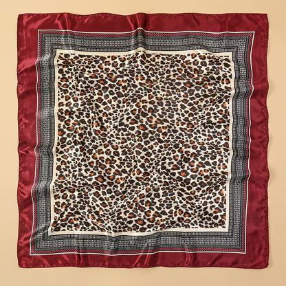 Leopard Print Satin Scarf