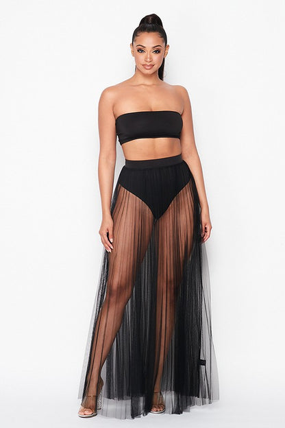 Sheer Tulle Maxi Skirt