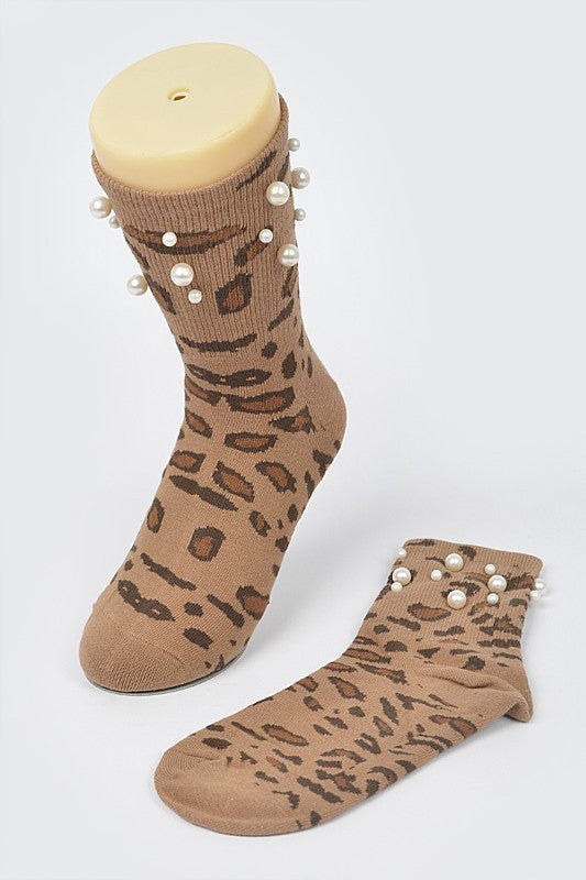 Leopard Pearl Socks