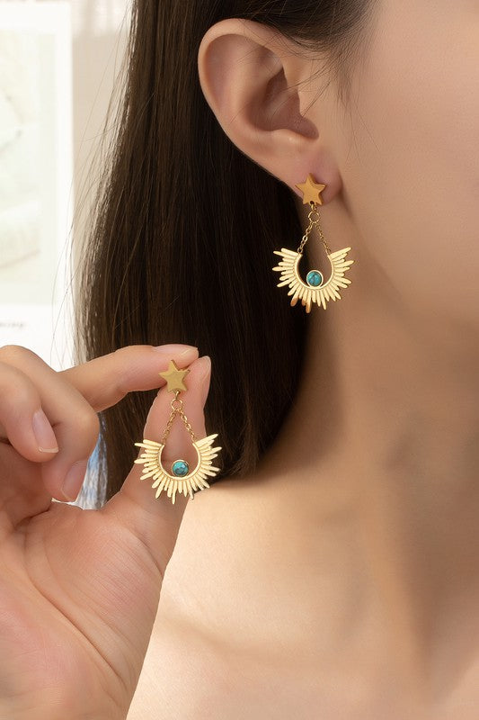 Star & Ray Drop Earrings