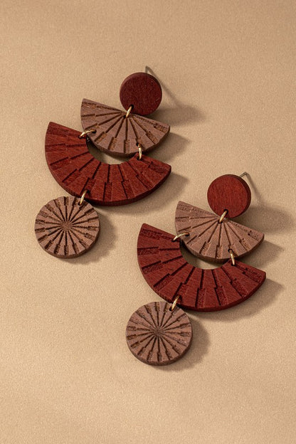 Engraved Wood Earrings