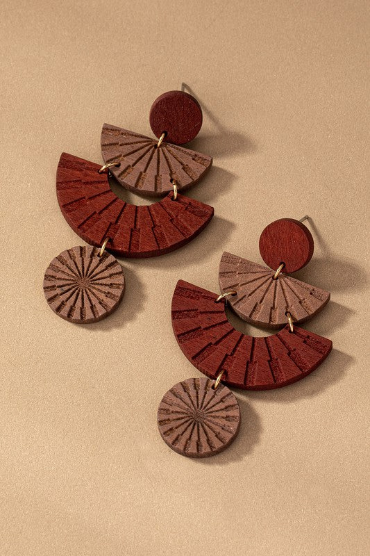 Engraved Wood Earrings