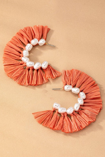 Raffia Pearl Earrings