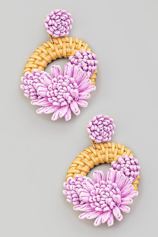 Flower Power Wicker Earrings
