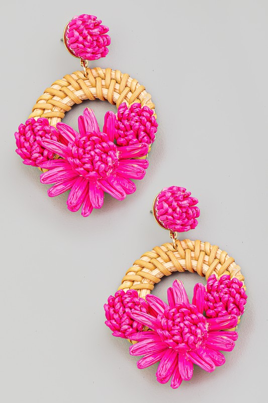 Flower Power Wicker Earrings