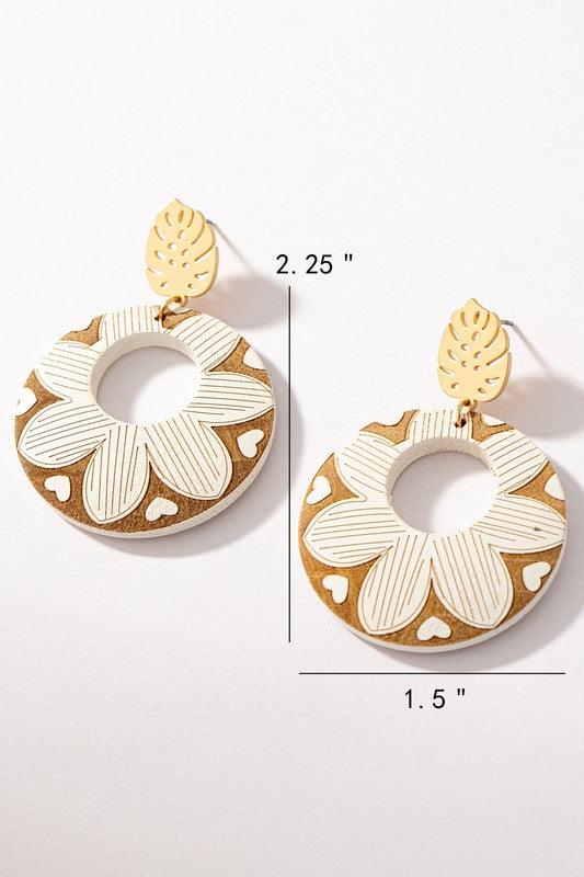 Engraved Wood Earrings