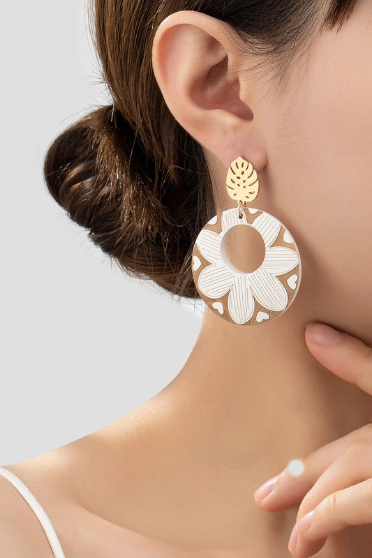 Engraved Wood Earrings