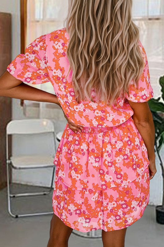 Cinched Waist Floral Dress