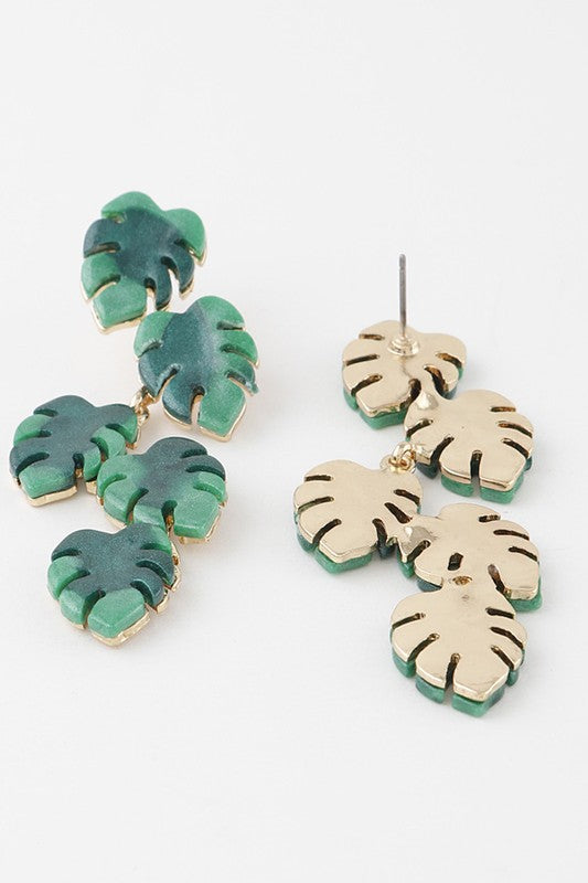 Monstera Leaf Earrings