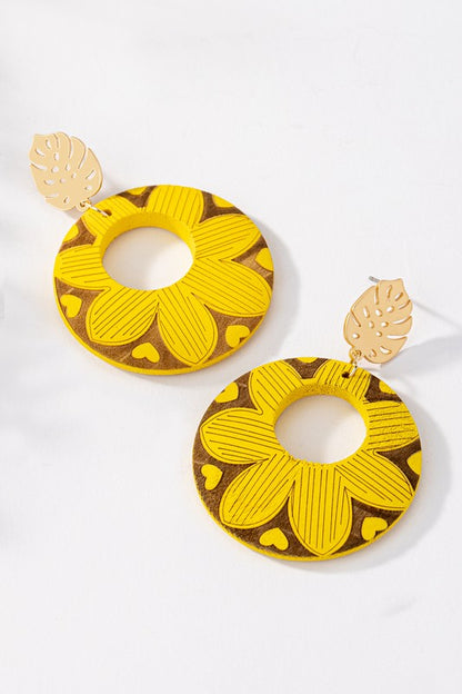 Engraved Wood Earrings