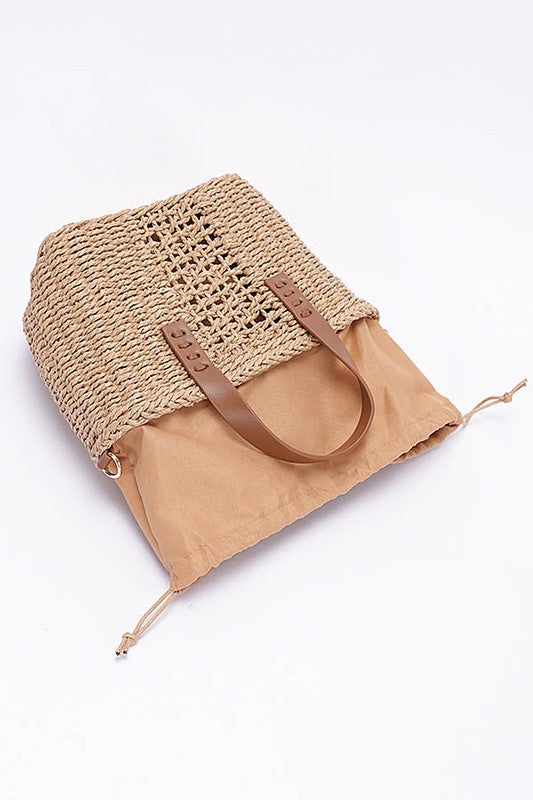 Top Handle Straw Handbag