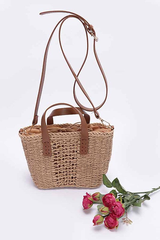 Top Handle Straw Handbag