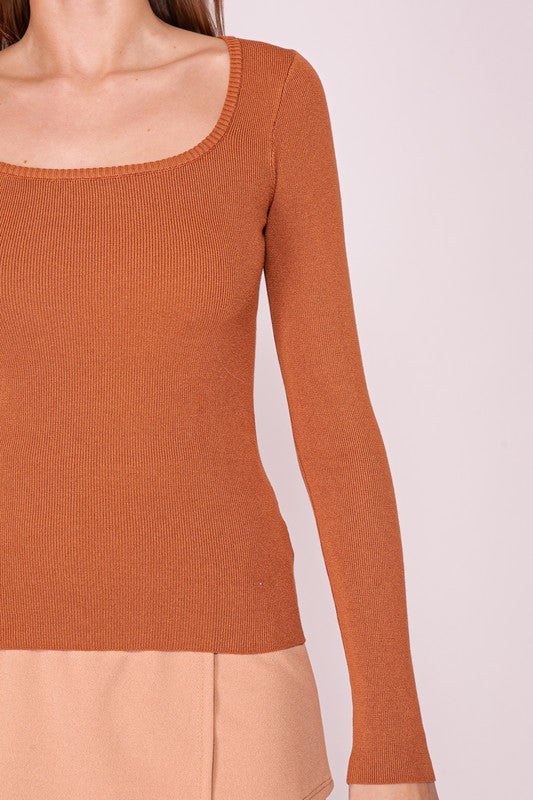 Square Neck Ribbed Knit