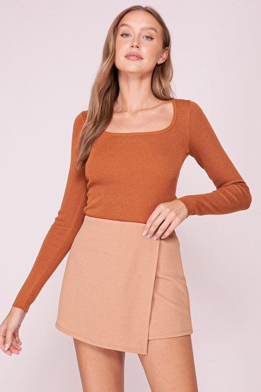 Square Neck Ribbed Knit