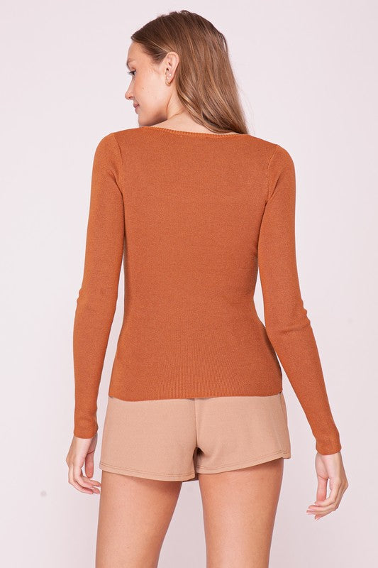 Square Neck Ribbed Knit