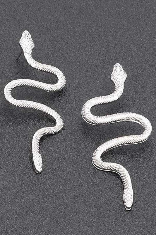 Silver Snake Earrings