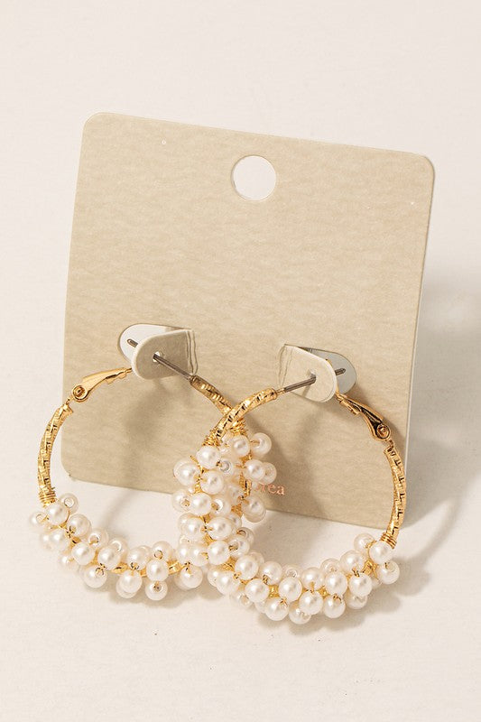 Pearl Cluster Hoops